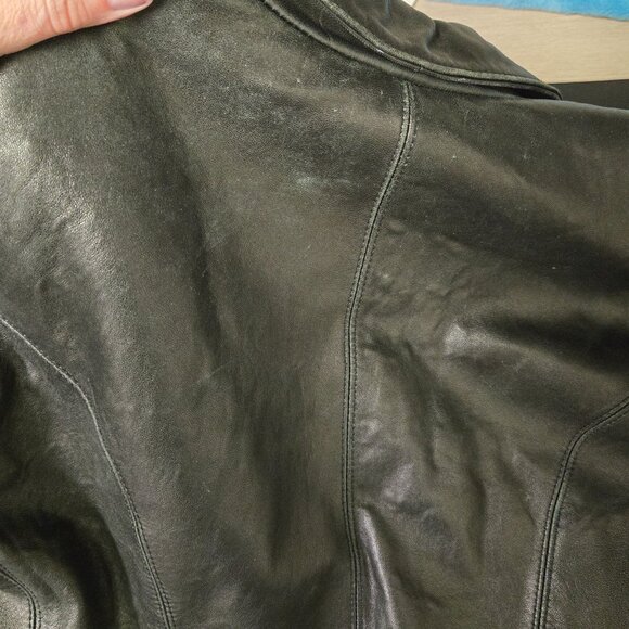 Vintage Wilsons Leather Black Cropped Blazer Jacket Soft Tailored M - Picture 9 of 16